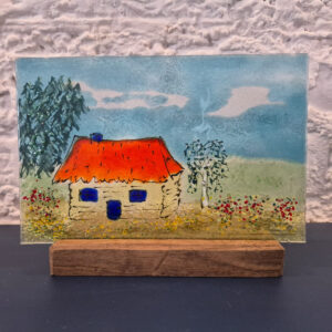 Wiejska Chata fusing ozdoba stojąca świecznik OSF