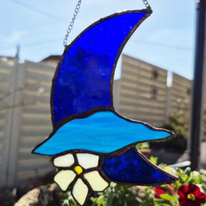 Półksiężyc z kwiatem zawieszka fusing