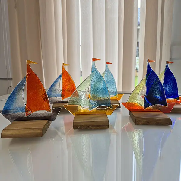 Statuetki żaglówki 14x14cm ozdoba stojąca – fusing