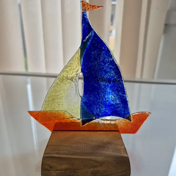 Statuetki żaglówki 14x14cm ozdoba stojąca - fusing - obrazek 2