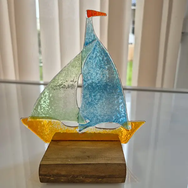 Statuetki żaglówki 14x14cm ozdoba stojąca - fusing - obrazek 3