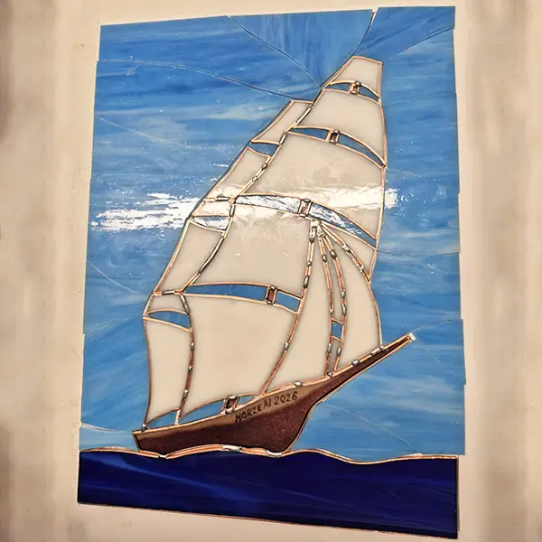 Żaglowiec witraż wiszący 39x29 cm - obrazek 4