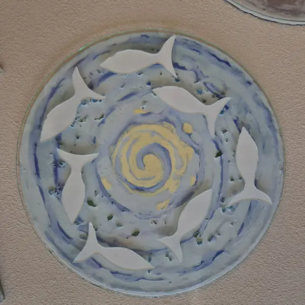 Fusing z inkluzjami - ozdoba stojąca, śr. 30 cm., wys. całkowita 40 cm. - obrazek 8