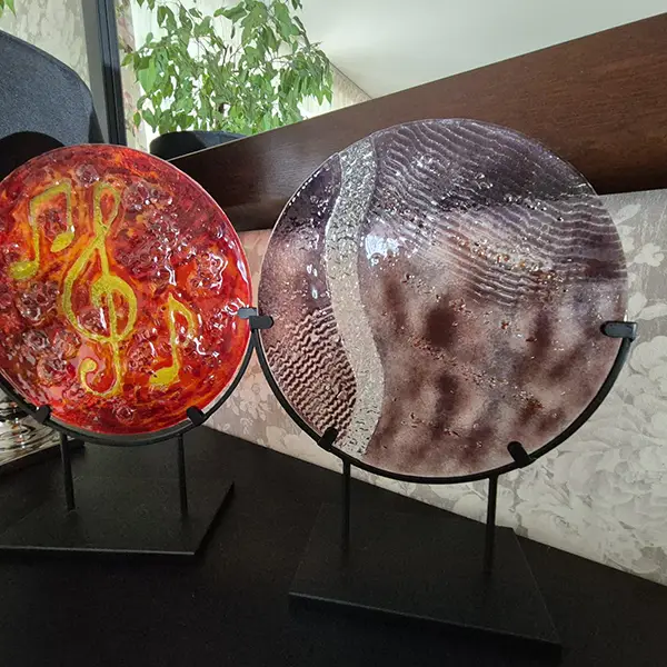 Fusing z inkluzjami - ozdoba stojąca, śr. 30 cm., wys. całkowita 40 cm. - obrazek 7