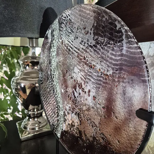 Fusing z inkluzjami - ozdoba stojąca, śr. 30 cm., wys. całkowita 40 cm. - obrazek 5